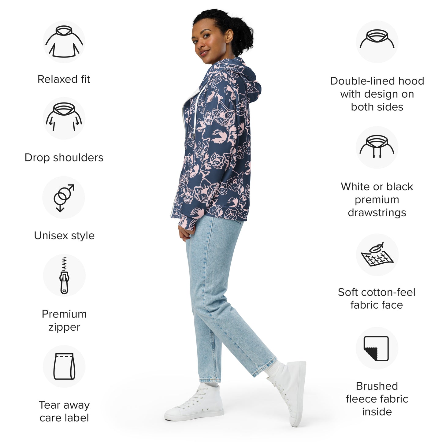 Flower zip hoodie
