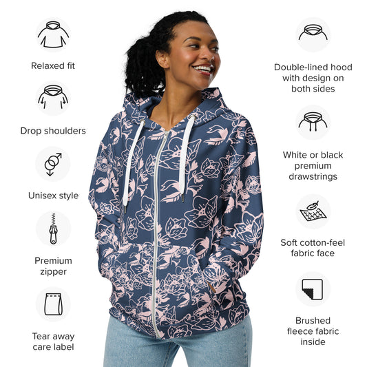 Flower zip hoodie